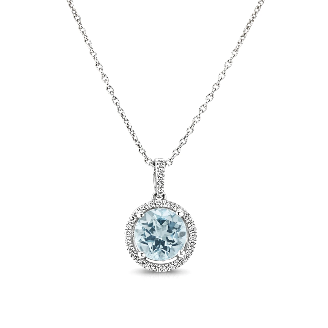 9ct White Gold Blue Topaz Pendant