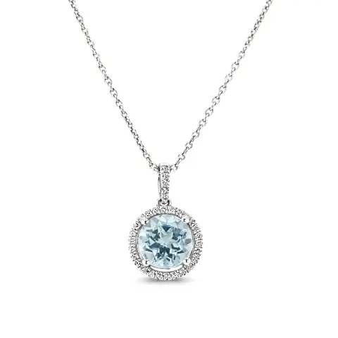 9ct White Gold Blue Topaz Pendant