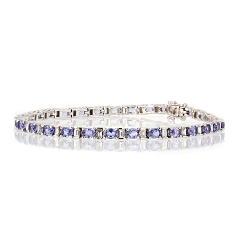18ct White Gold Tanzanite & Diamond Bracelet