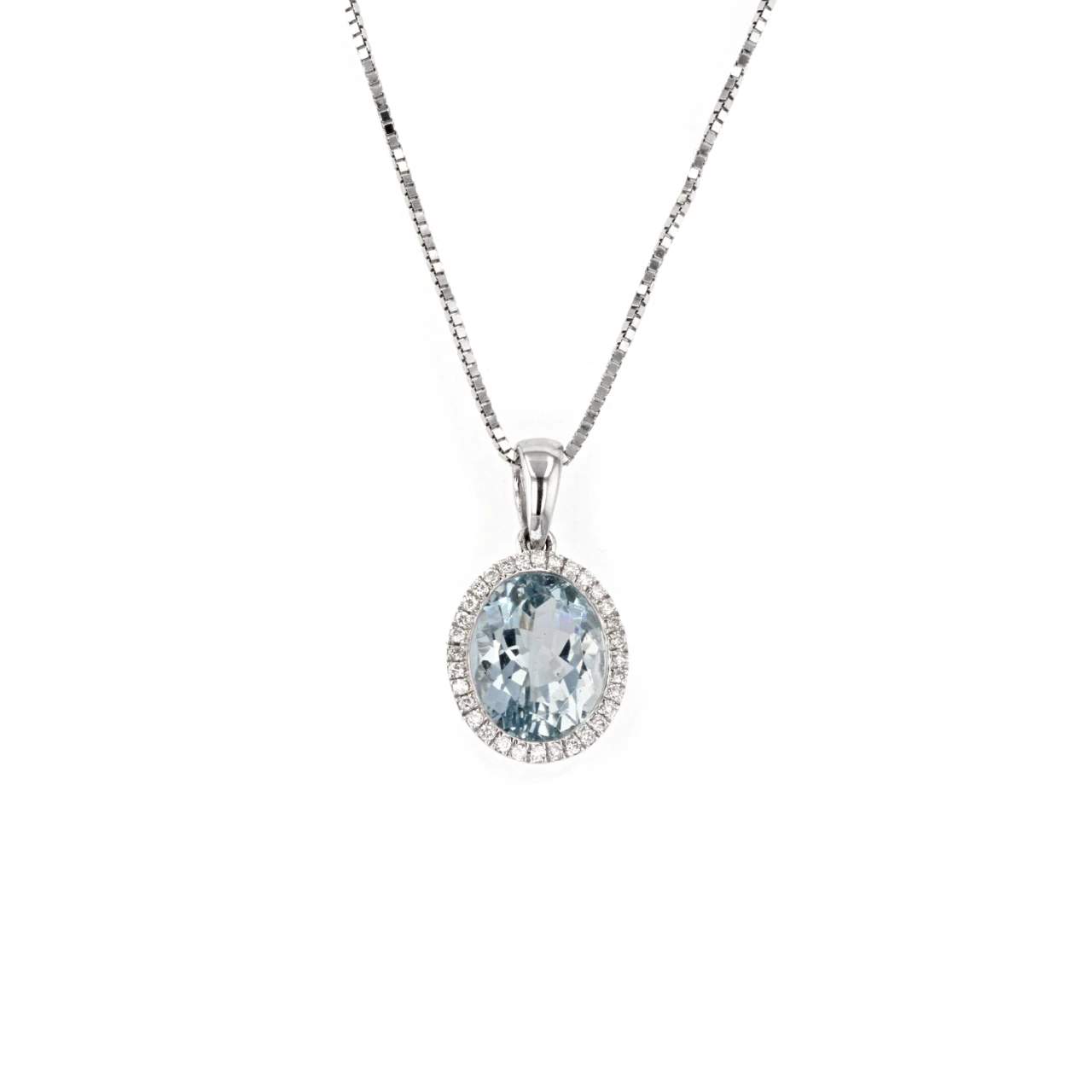 9ct White Gold Aquamarine Pendant