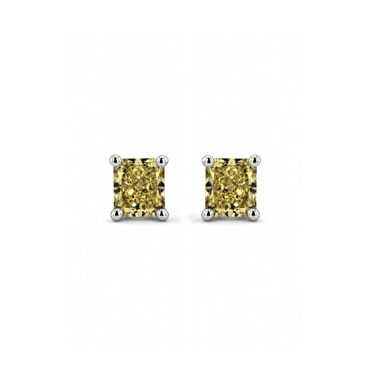 Platinum Yellow Diamond Earrings