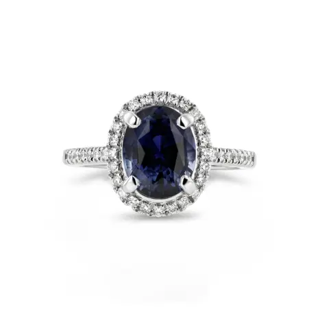 Platinum Sapphire & Diamond Ring