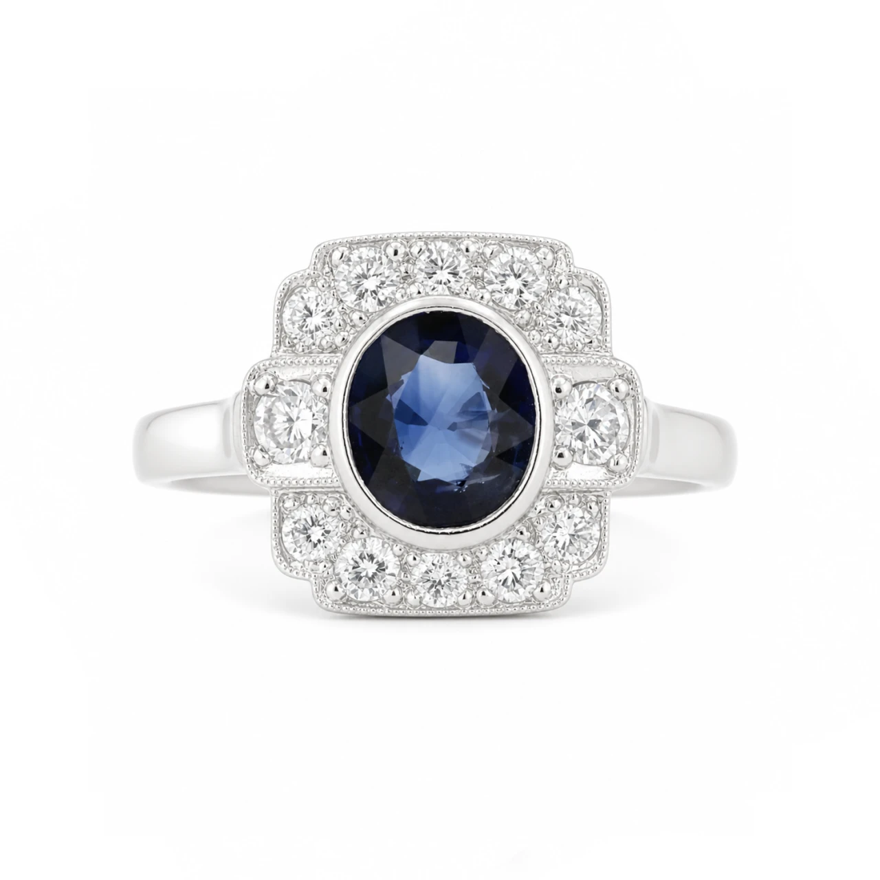 18ct White Gold Sapphire and Diamond Ring