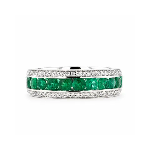 Platinum Emerald and Diamond Ring