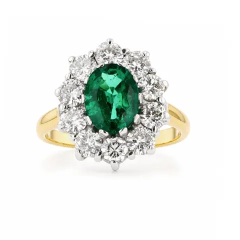 18ct Yellow Gold Emerald and Diamond Ring