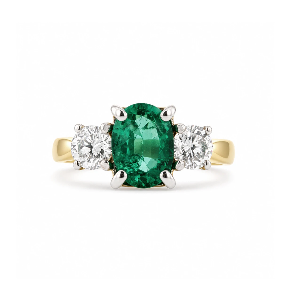 18ct Yellow Gold Emerald and Diamond Ring