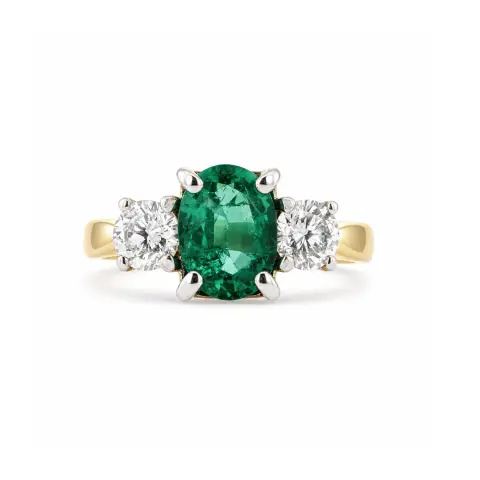 18ct Yellow Gold Emerald and Diamond Ring