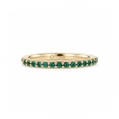 14ct Yellow Gold Emerald and Diamond Ring