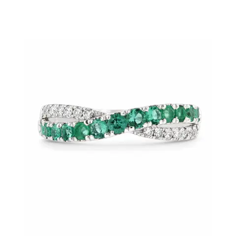 Platinum Emerald and Diamond Ring