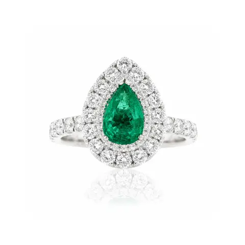 Platinum Emerald and Diamond Ring