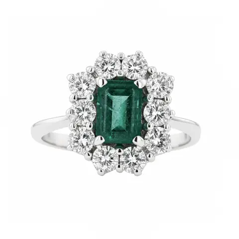 18ct White Gold Emerald and Diamond Ring