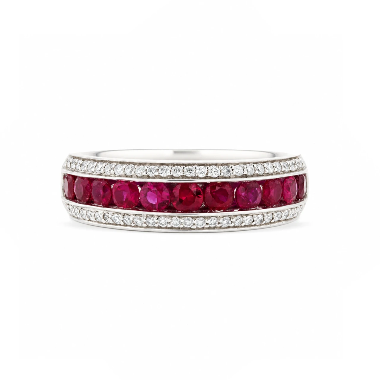18ct White Gold Ruby and Diamond Ring