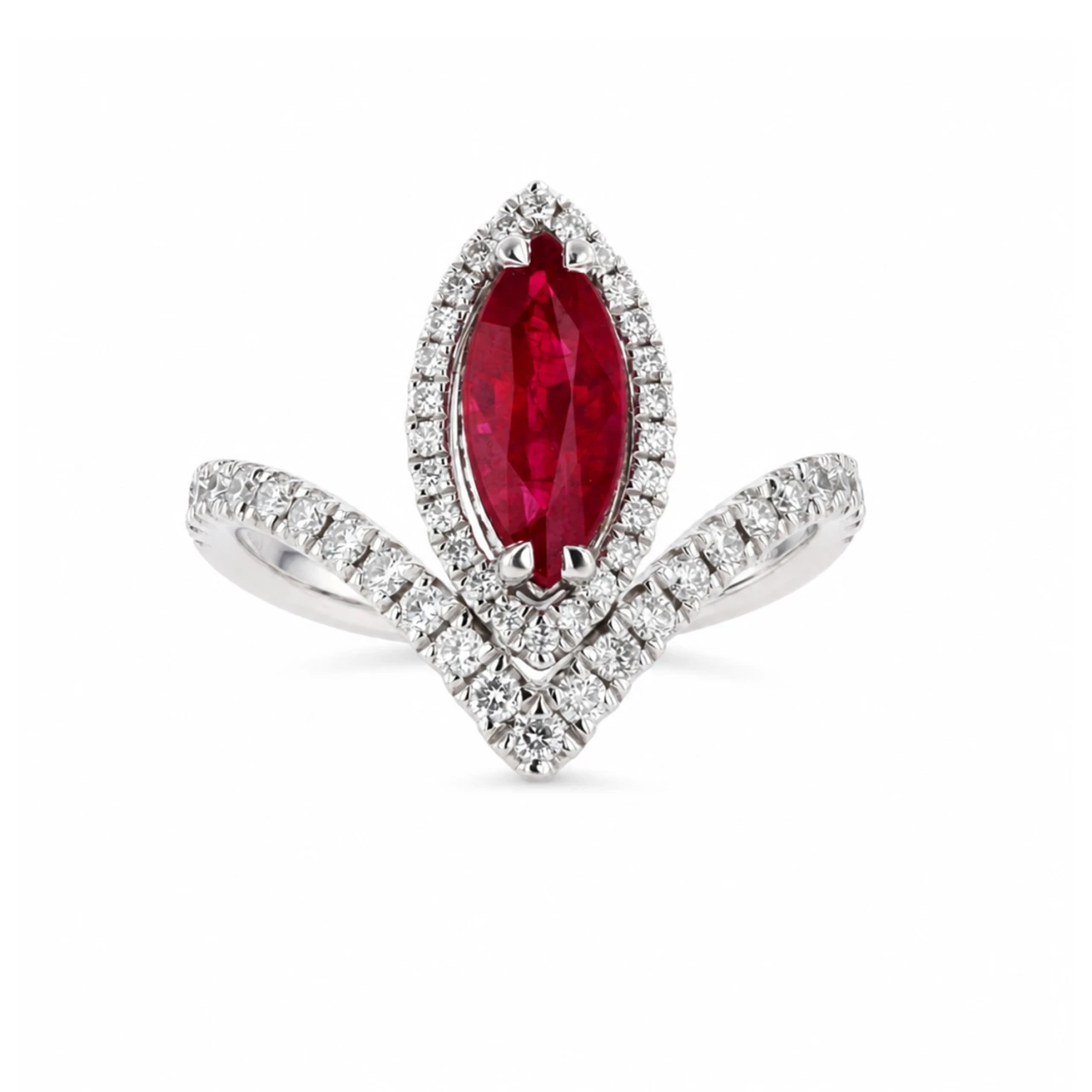 Platinum Ruby and Diamond Ring