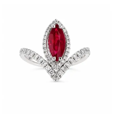 Platinum Ruby and Diamond Ring