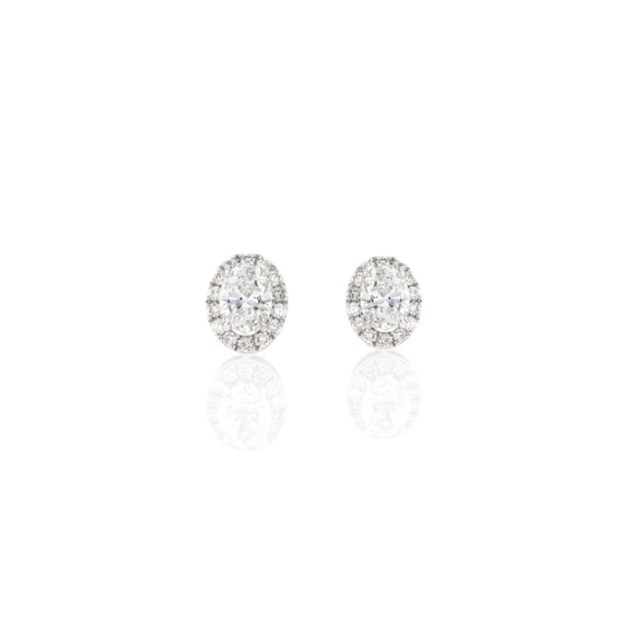 18ct White Gold 1.00ct Lab Grown Diamond Halo Stud Earrings