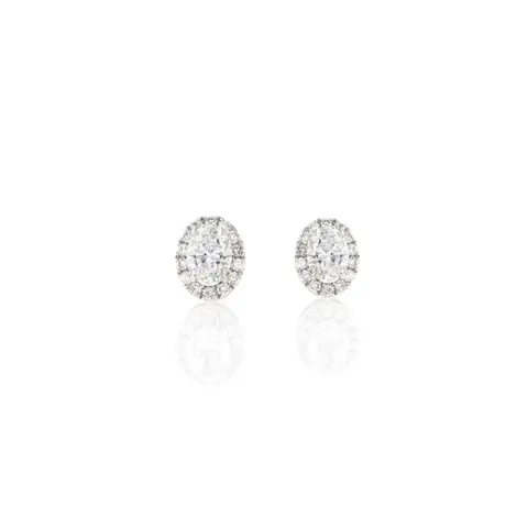 18ct White Gold 1.00ct Lab Grown Diamond Halo Stud Earrings