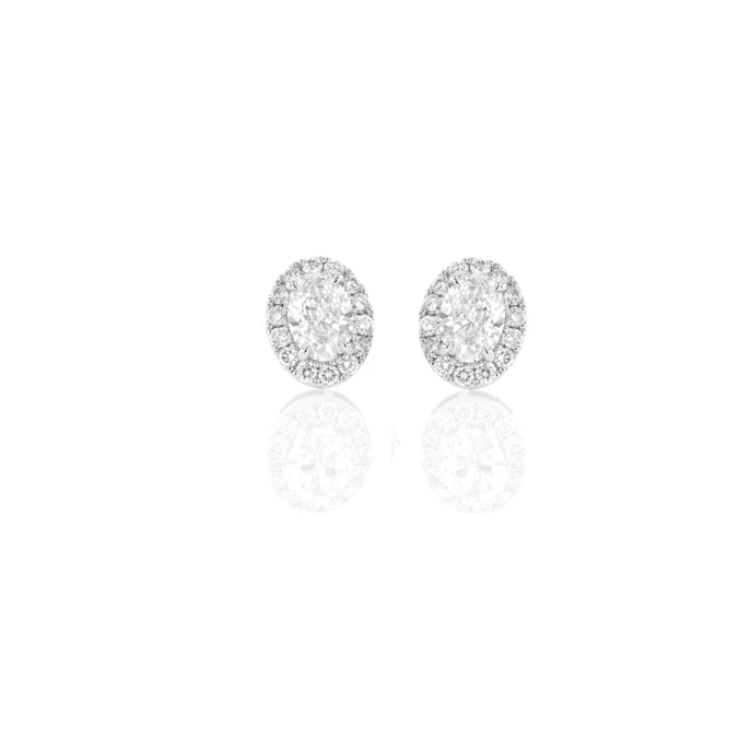 18ct White Gold 2.00ct Lab Grown Diamond Halo Stud Earrings
