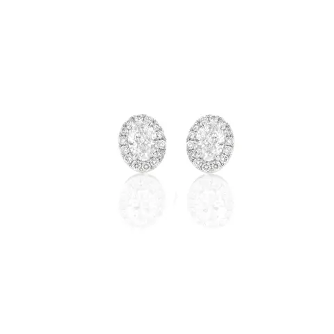 18ct White Gold 2.00ct Lab Grown Diamond Halo Stud Earrings
