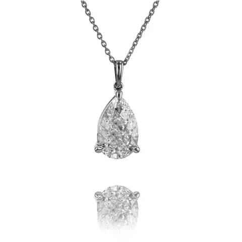 9ct White Gold 3.04ct Lab Grown Diamond Pendant.
