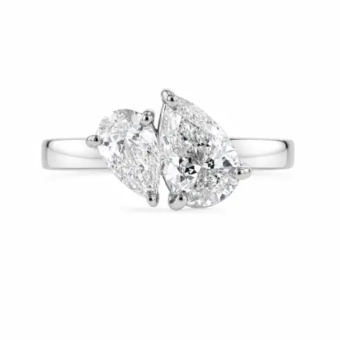 Platinum 1.73ct two stone Pear cut diamond ring.