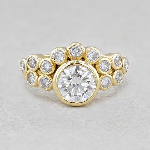 18ct YG 2 Row Diamond Bubble Ring 1.71ct 
