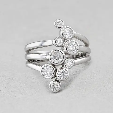18ct WG 3 Row Diamond Bubble Ring 1ct 
